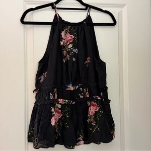 Joie Black Floral Sleeveless Blouse